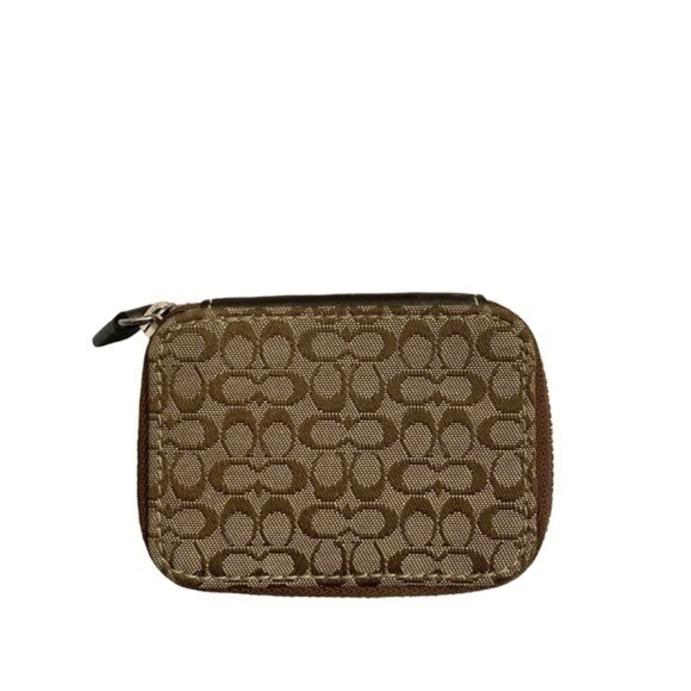 Coach brown mini c pill case